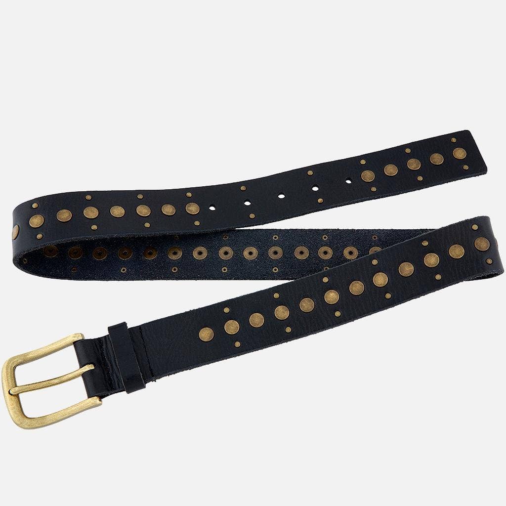 40044 Faye | Studded Vintage Leather Belt: M/L-95 / Creme