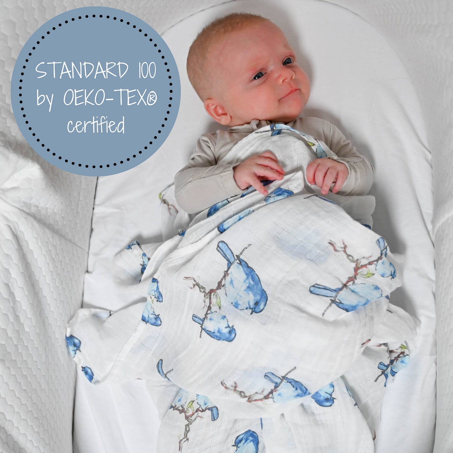LollyBanks - Bluebird Of Happiness Baby Swaddle Blanket