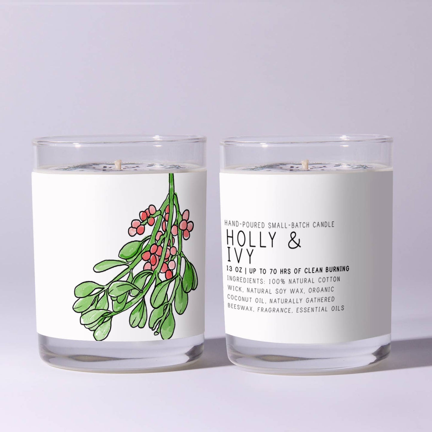 Just Bee Cosmetics - Holly & Ivy - Just Bee Candles: 7 oz (up to 40 hrs of clean burning)