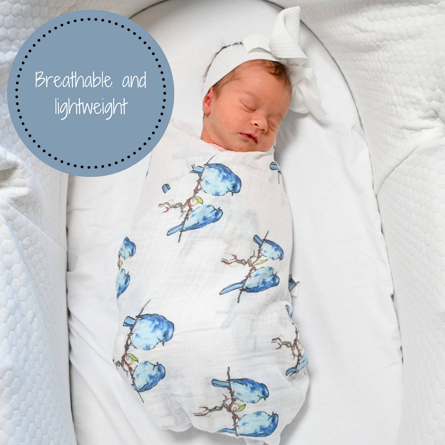 LollyBanks - Bluebird Of Happiness Baby Swaddle Blanket
