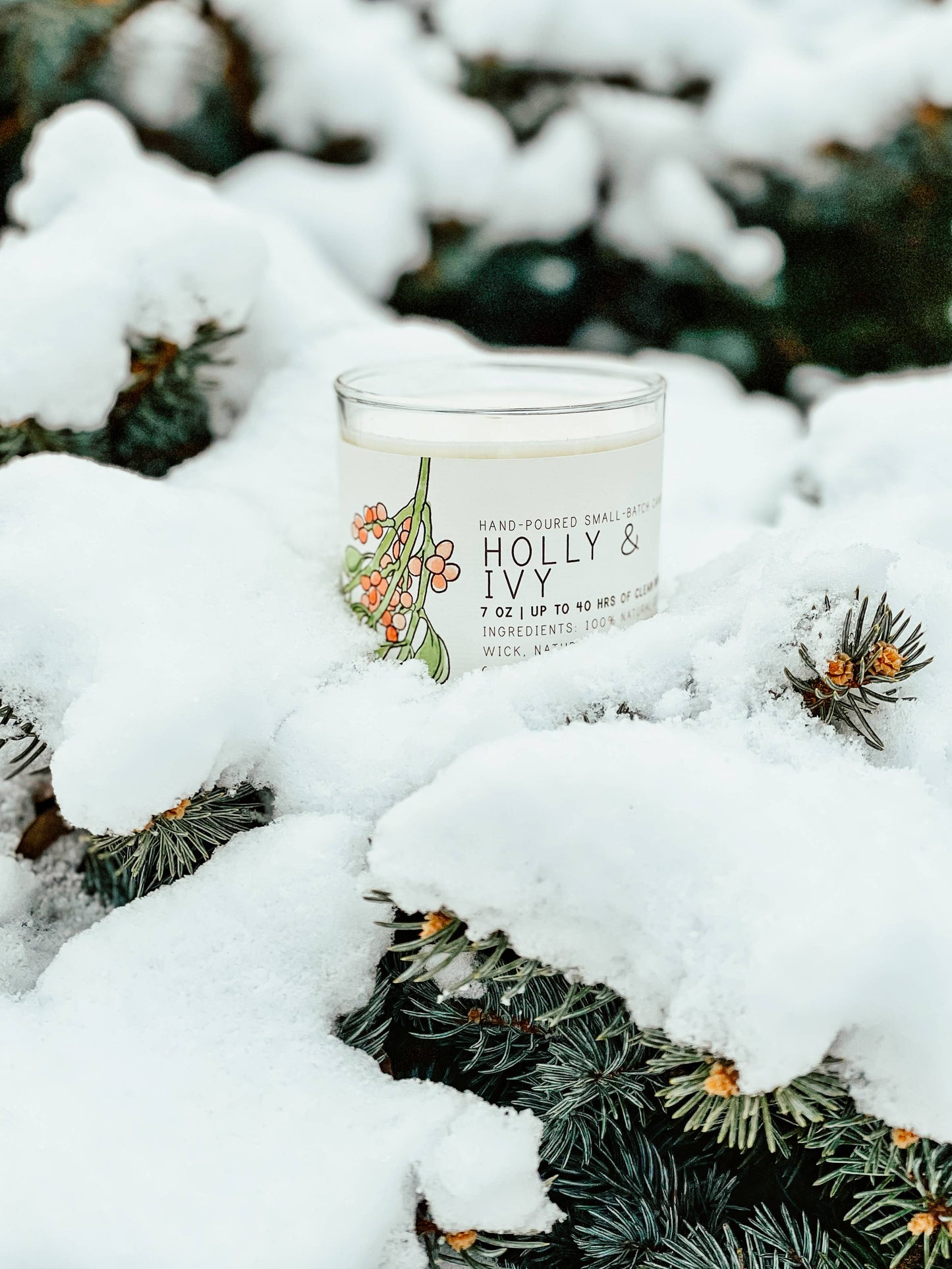 Just Bee Cosmetics - Holly & Ivy - Just Bee Candles: 7 oz (up to 40 hrs of clean burning)