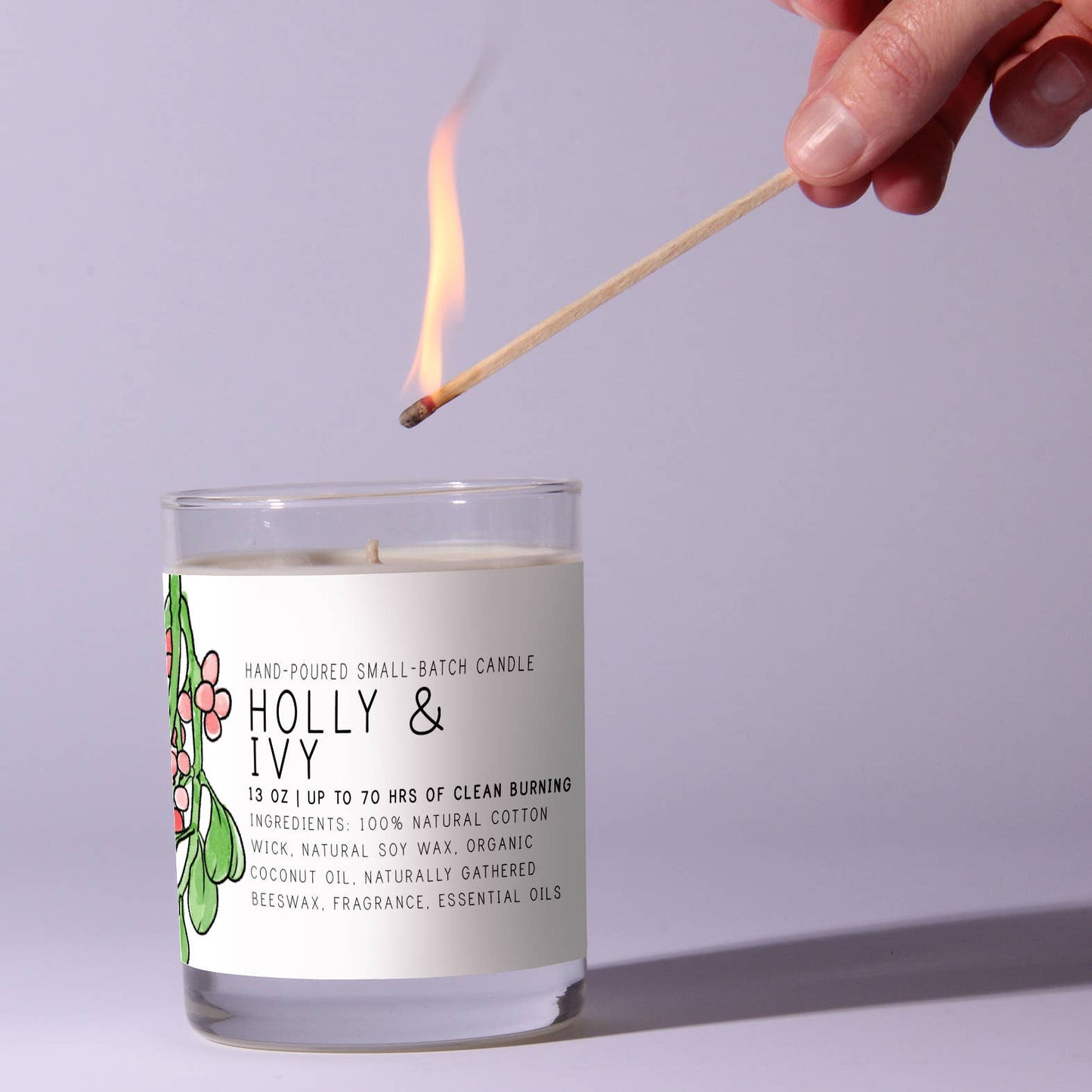 Just Bee Cosmetics - Holly & Ivy - Just Bee Candles: 7 oz (up to 40 hrs of clean burning)