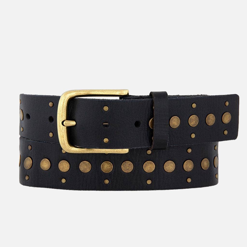 40044 Faye | Studded Vintage Leather Belt: M/L-95 / Creme