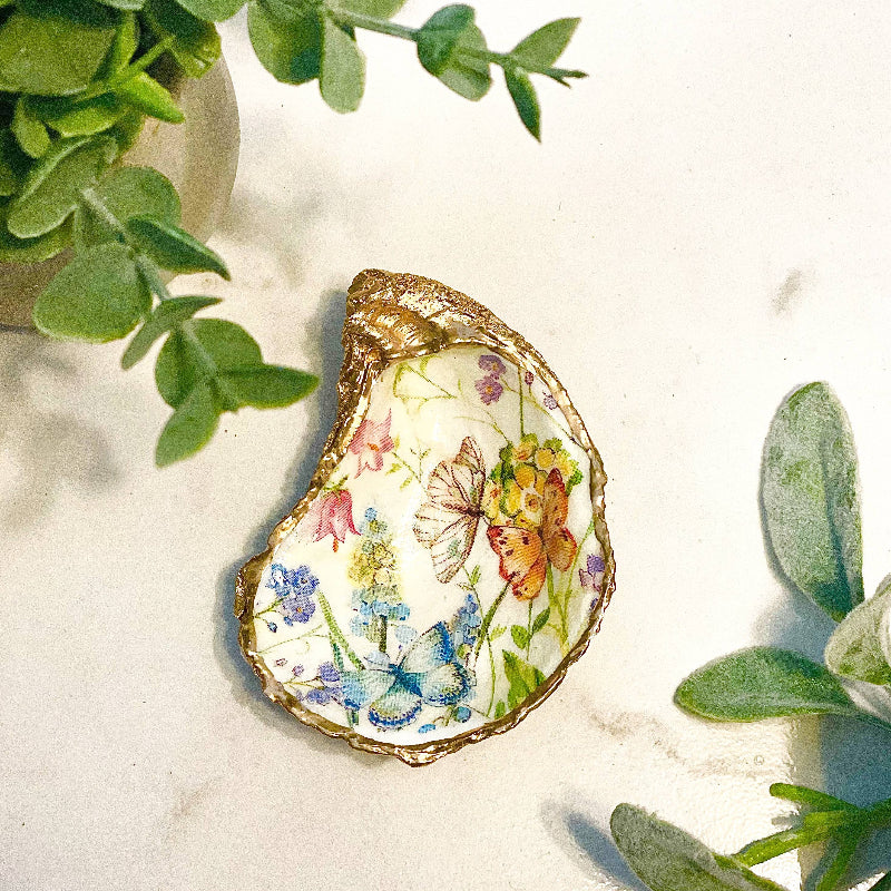 Alison Brooke Designs - Butterfly Garden Oyster Trinket Dish