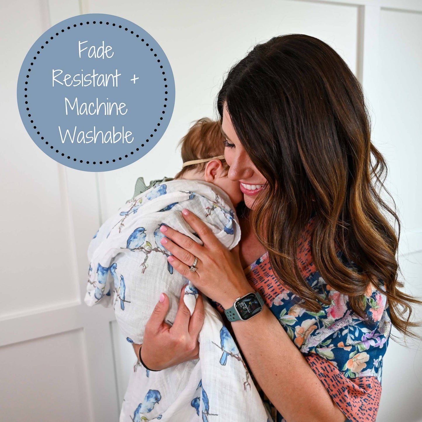 LollyBanks - Bluebird Of Happiness Baby Swaddle Blanket