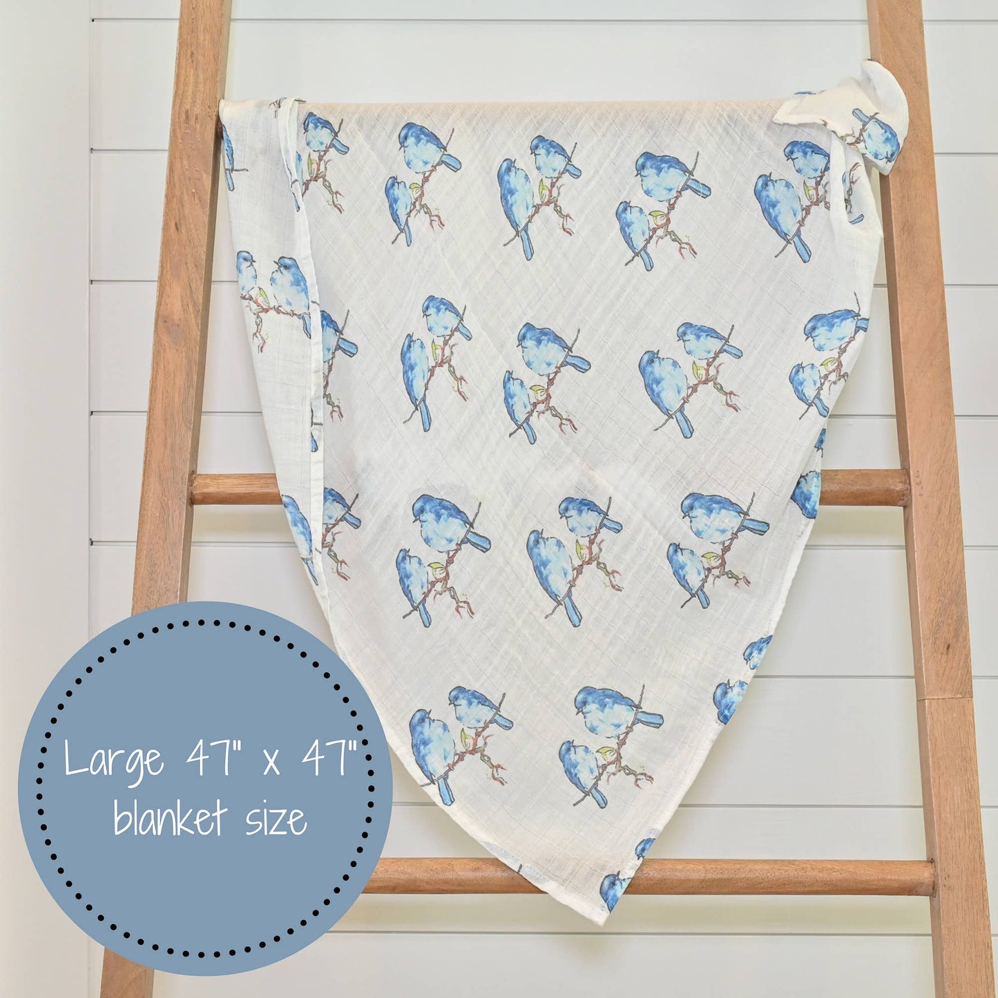 LollyBanks - Bluebird Of Happiness Baby Swaddle Blanket