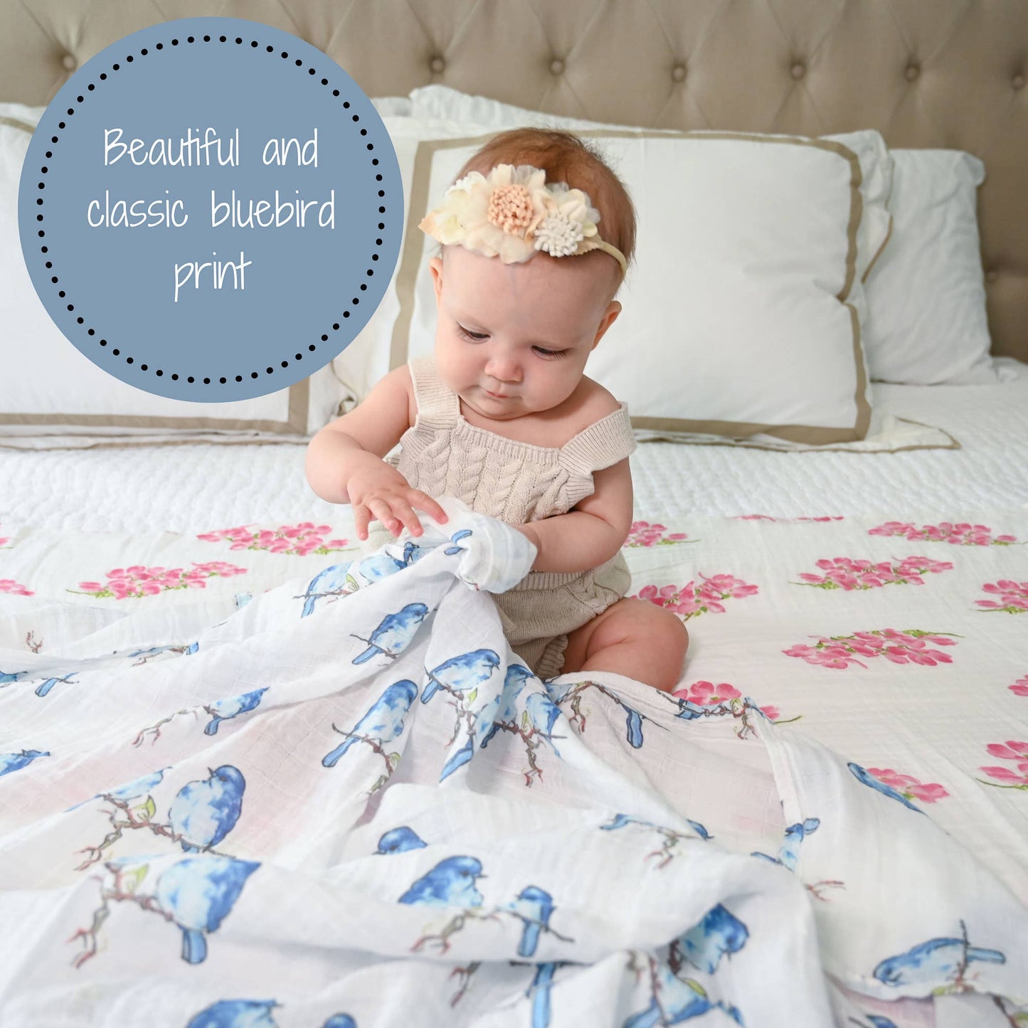LollyBanks - Bluebird Of Happiness Baby Swaddle Blanket