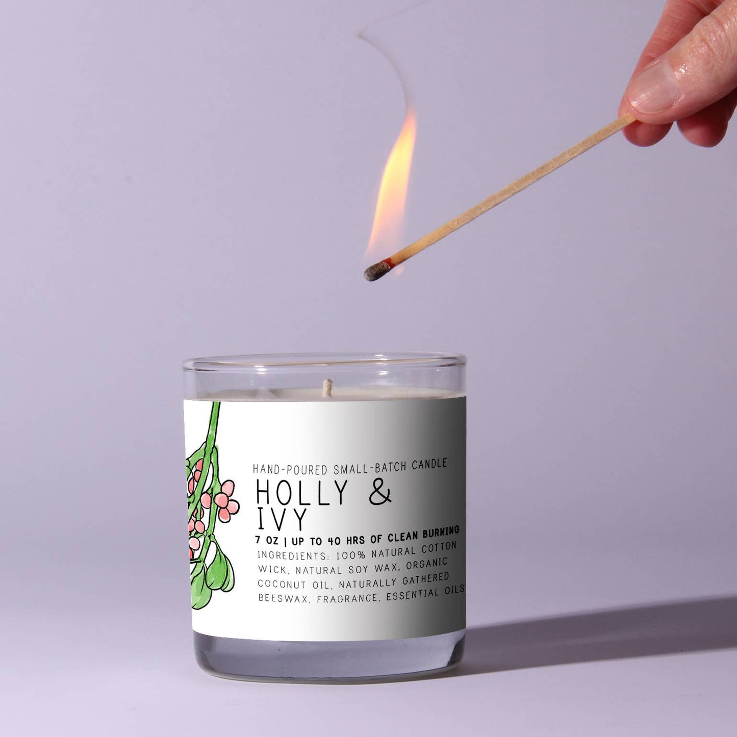 Just Bee Cosmetics - Holly & Ivy - Just Bee Candles: 7 oz (up to 40 hrs of clean burning)