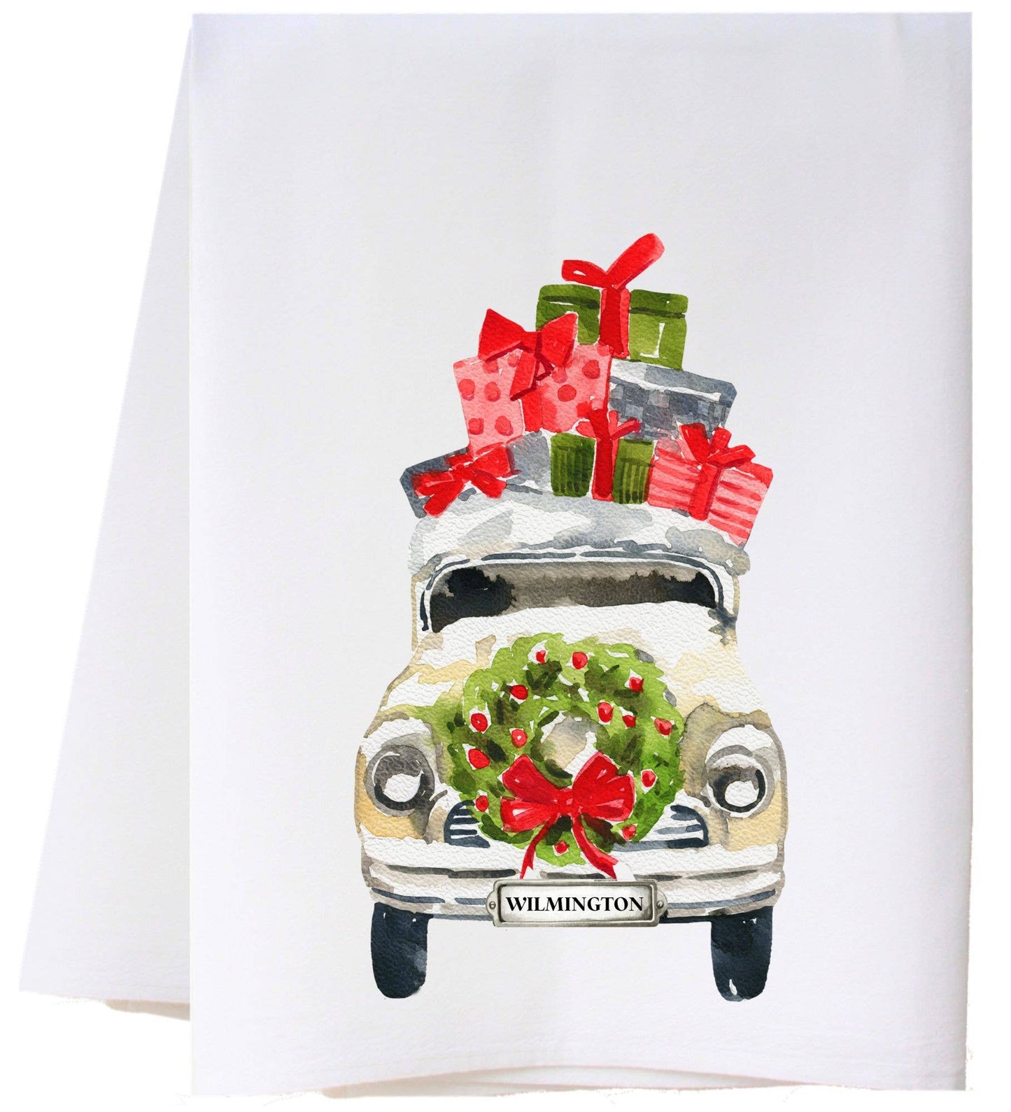 CHRISTMAS CAR FLOUR SACK TOWEL
