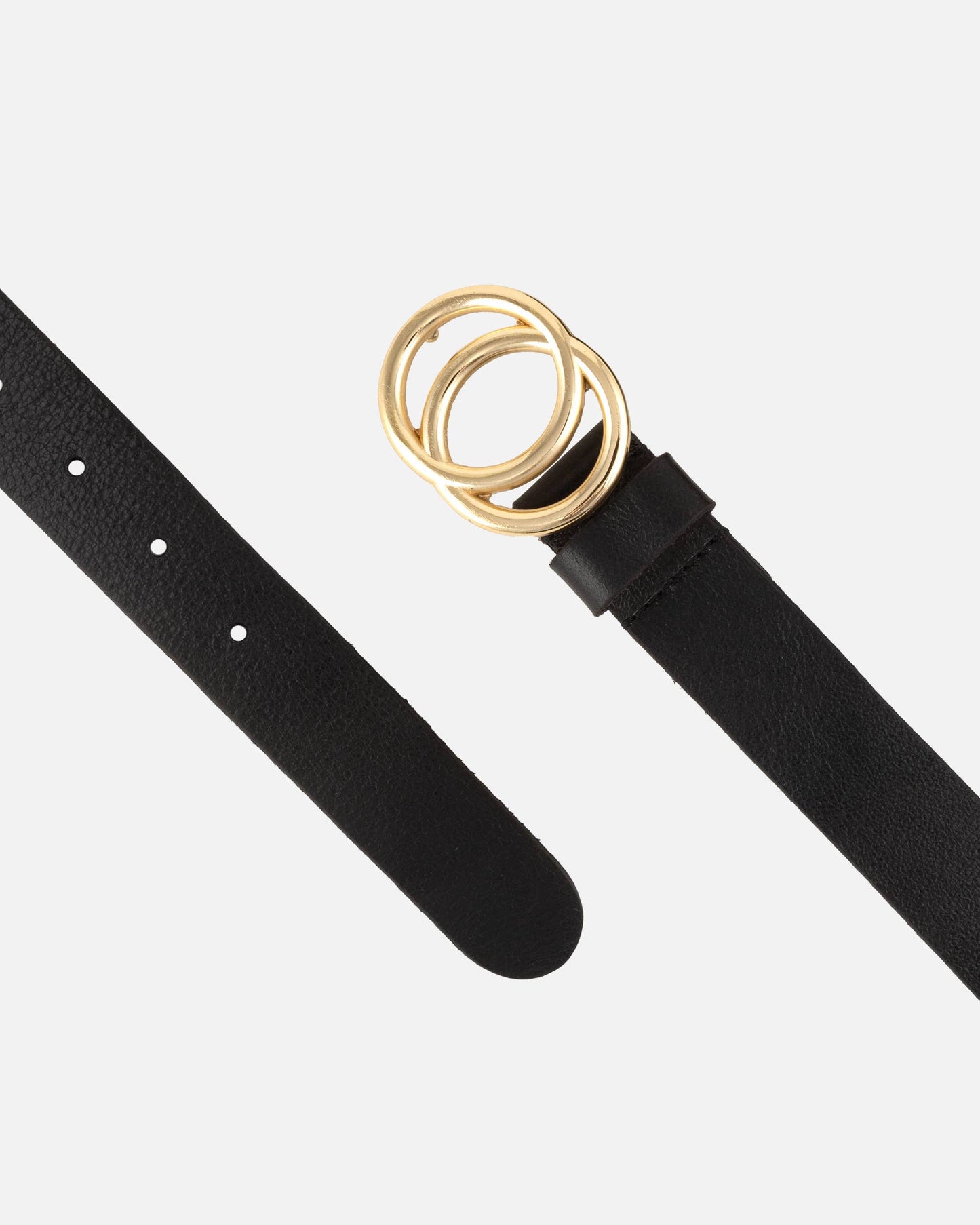 Amsterdam Heritage Belts, Bags, Apparel, Jackets - Caia | Double Ring Leather Belt with Gold Buckle: Cognac / M/L-95