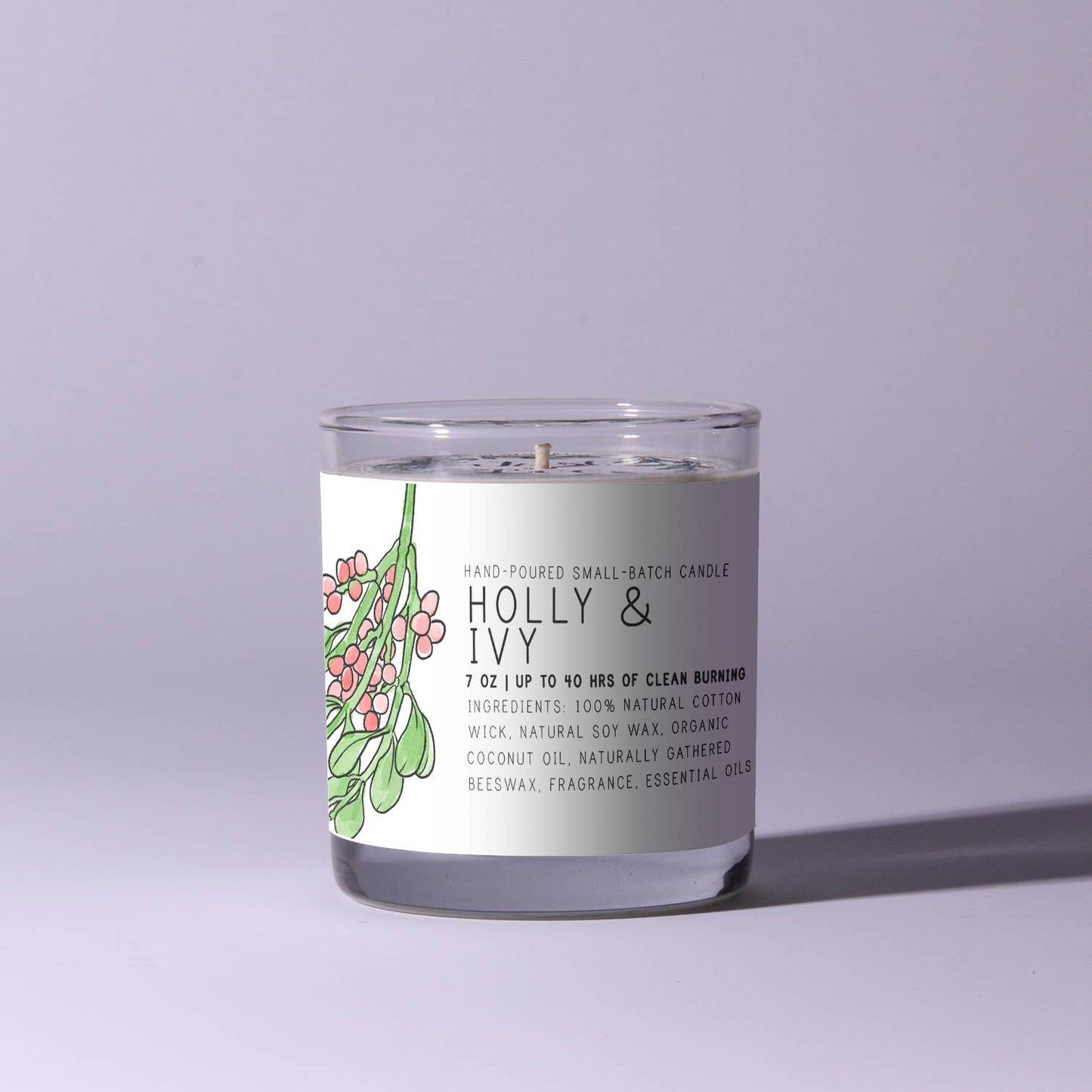 Just Bee Cosmetics - Holly & Ivy - Just Bee Candles: 7 oz (up to 40 hrs of clean burning)