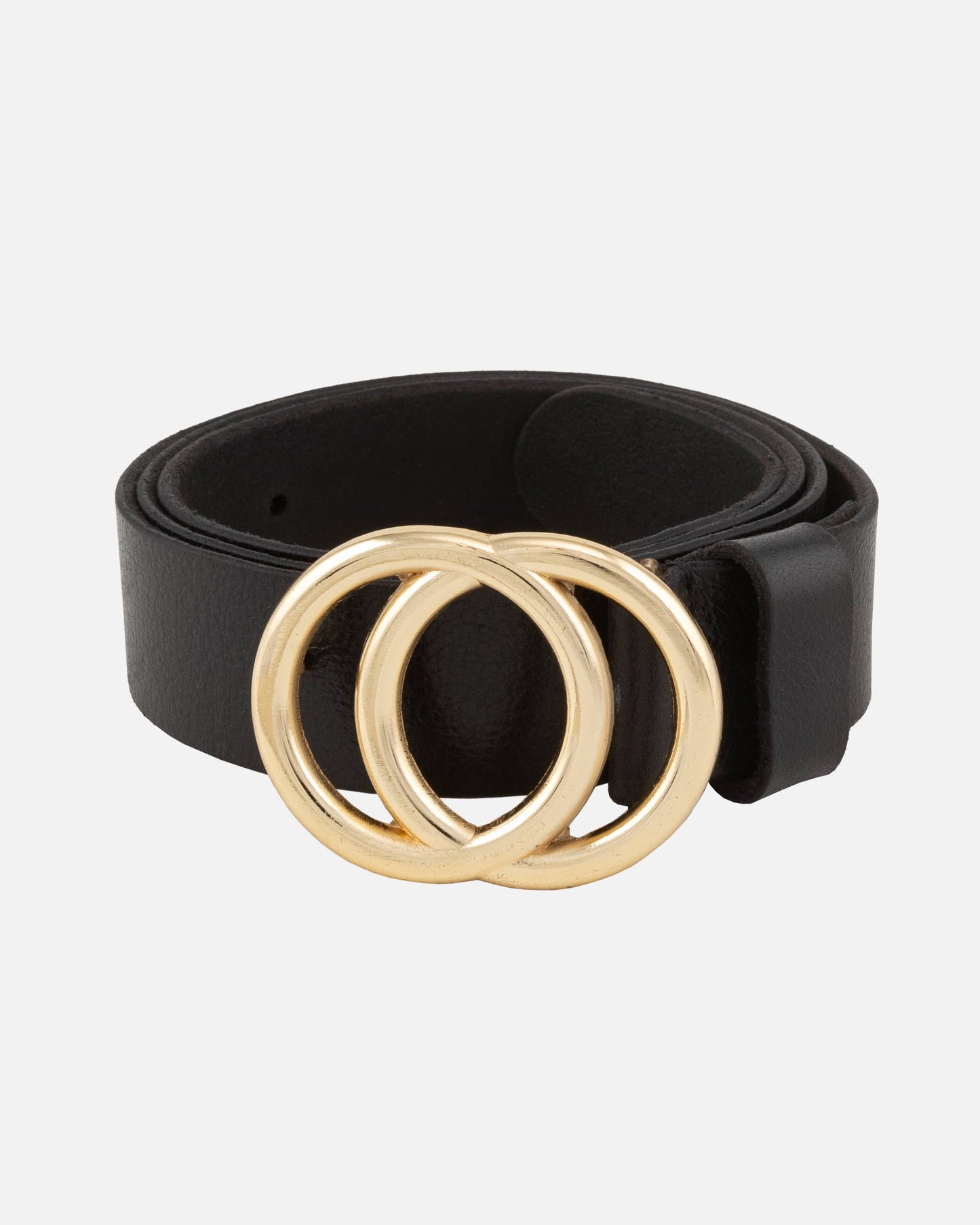 Amsterdam Heritage Belts, Bags, Apparel, Jackets - Caia | Double Ring Leather Belt with Gold Buckle: Cognac / M/L-95