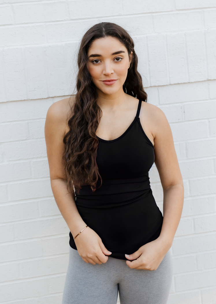 ELIETIAN - Built In Bra Cami: Black