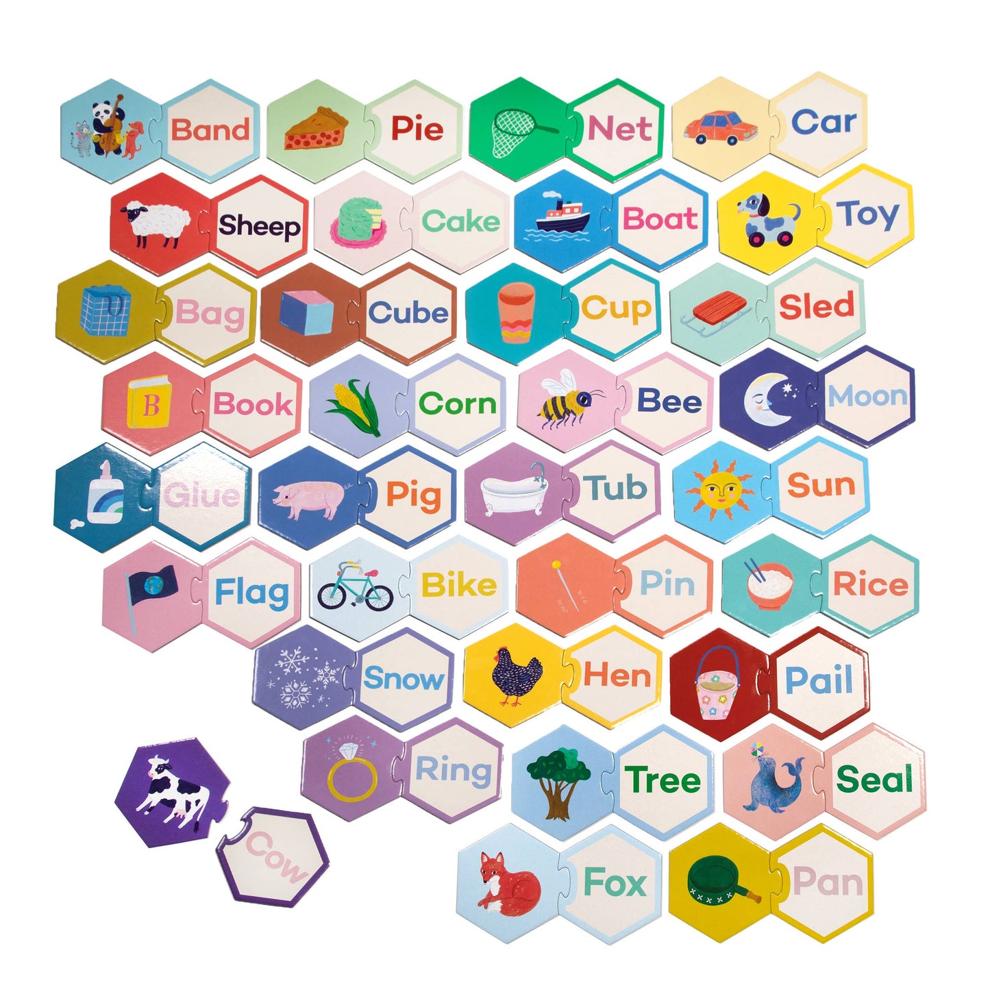 eeBoo - Simple Words Hexagon Puzzle Pairs