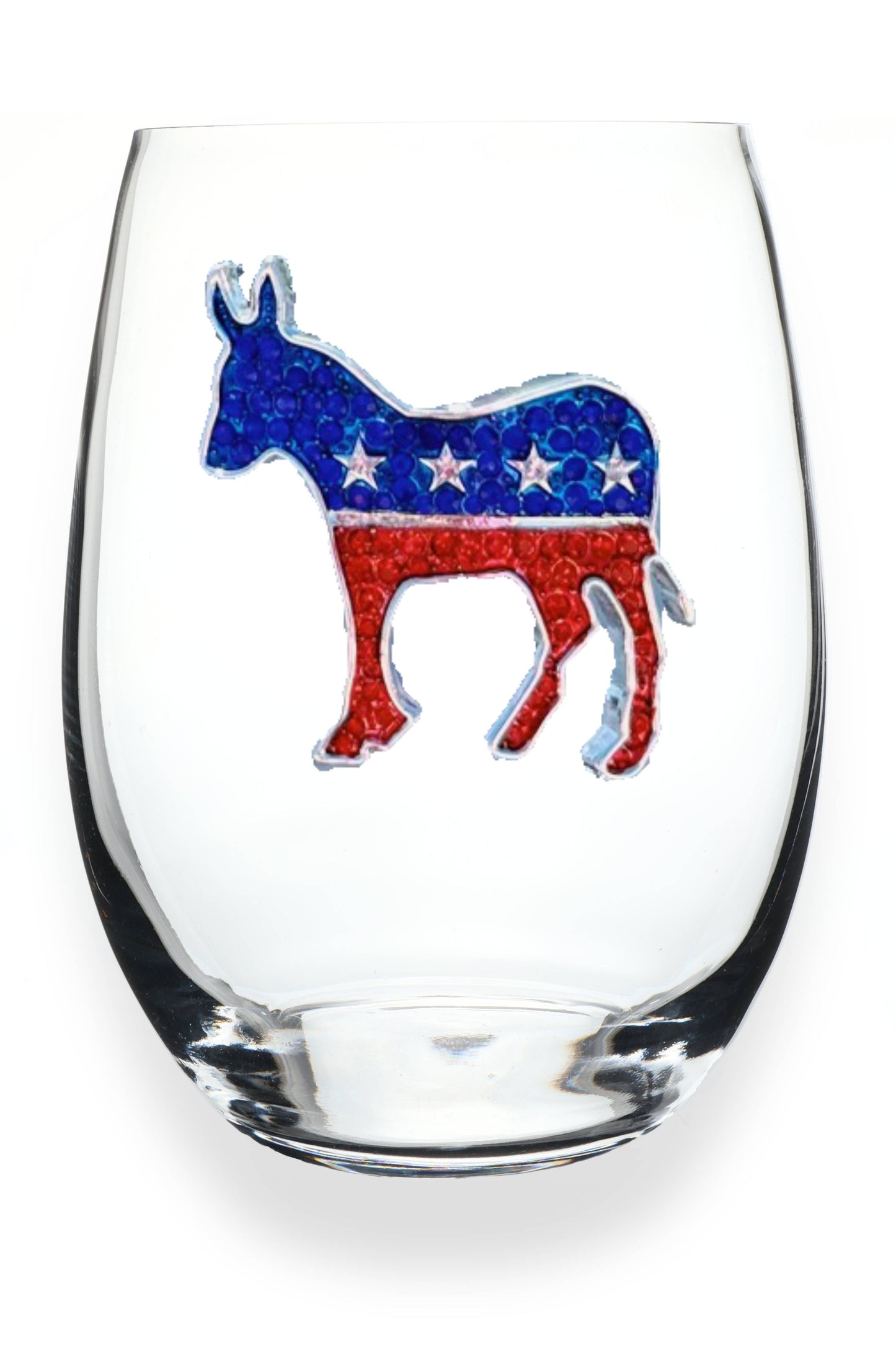 The Queens' Jewels® - Democratic Donkey Jeweled Stemless Wine Glass