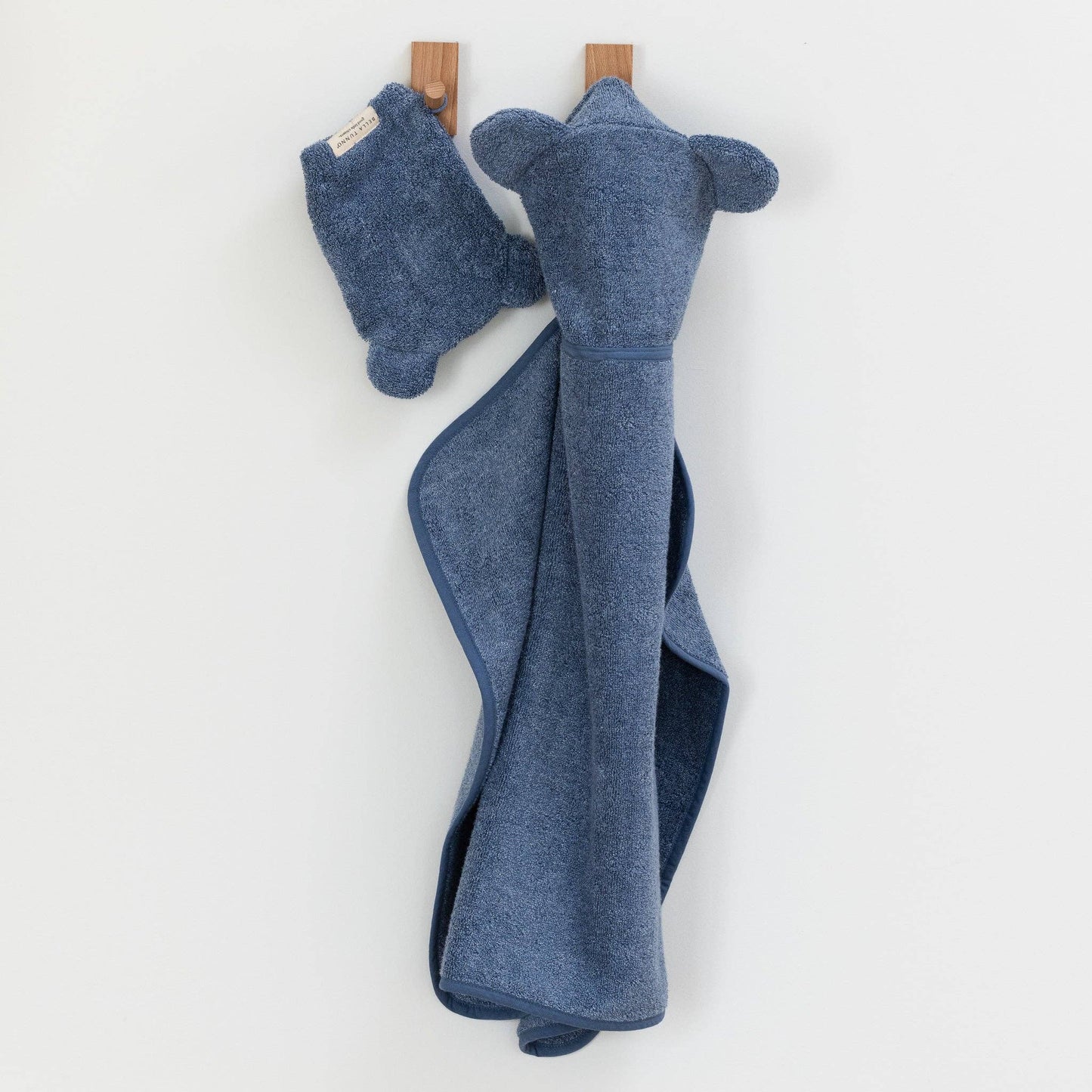 Bella Tunno - Hooded Towel + Wash Mitt Set Rain: Blue