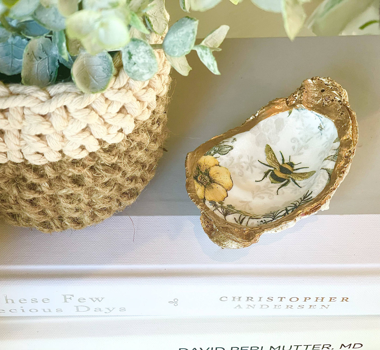 Alison Brooke Designs - Bee and Wildflowers Oyster Trinket Dish
