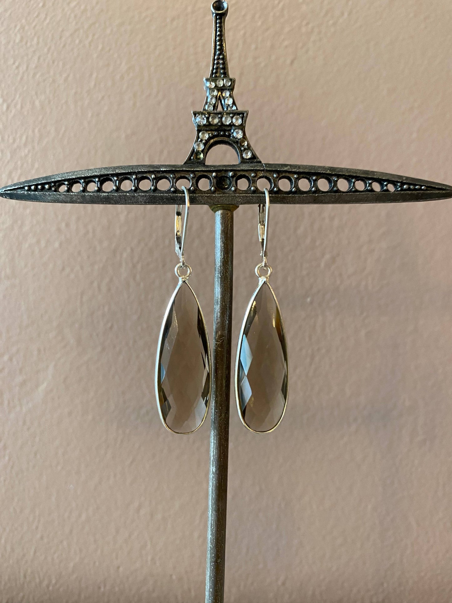 HER Story - Bezel Earrings - Long Teardrop: Moonstone / Gold Plated