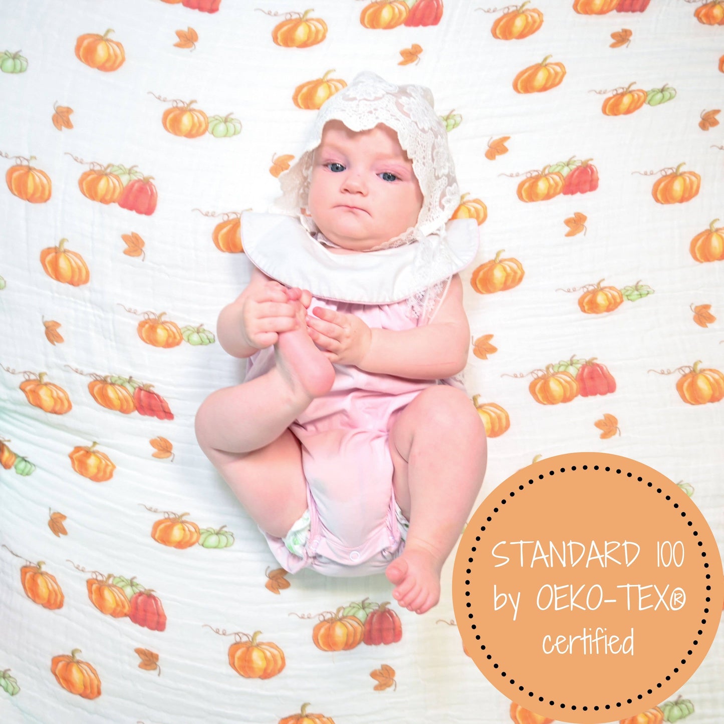 LollyBanks - Pumpkin'pie Fall Holiday Theme Baby Muslin Cotton Blanket