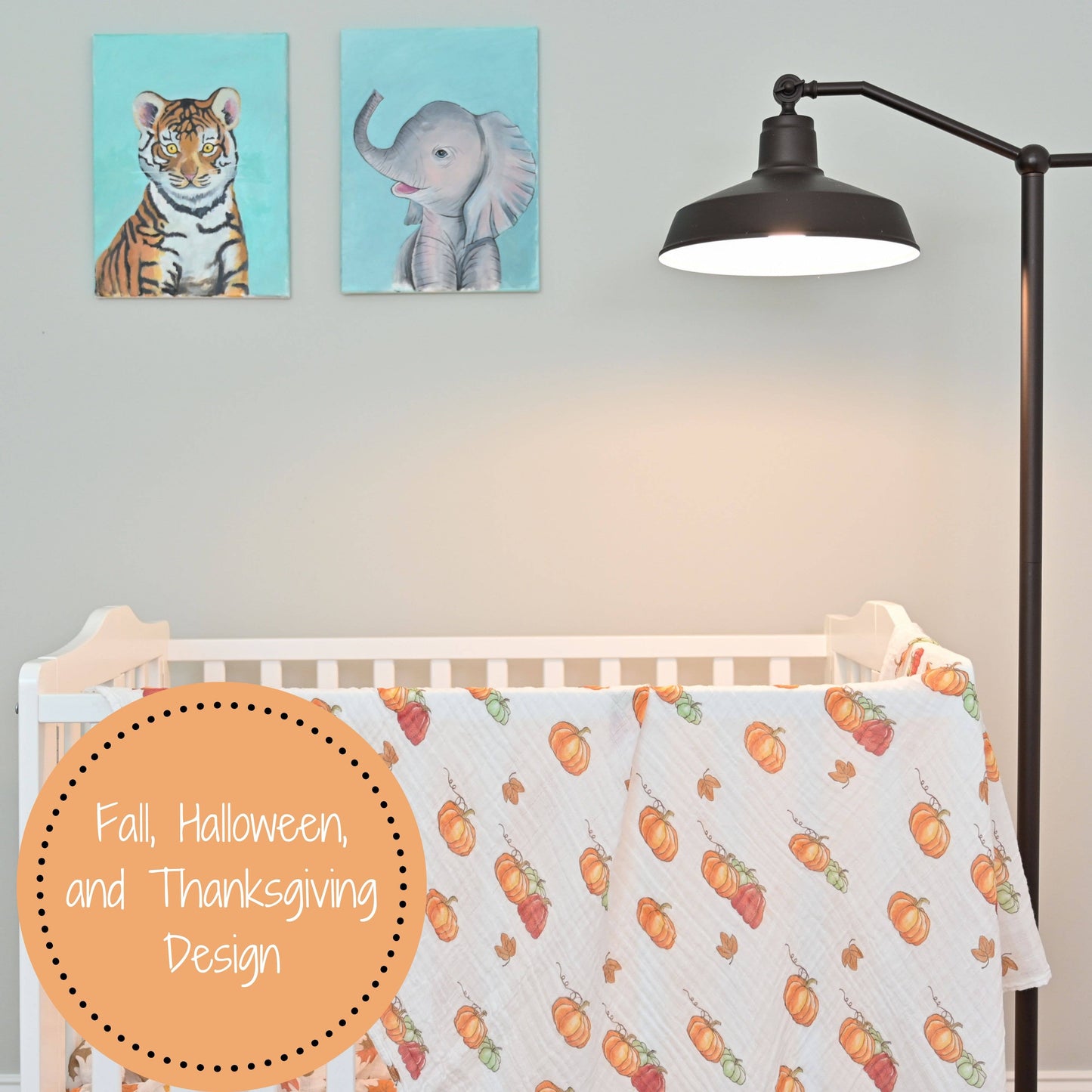 LollyBanks - Pumpkin'pie Fall Holiday Theme Baby Muslin Cotton Blanket
