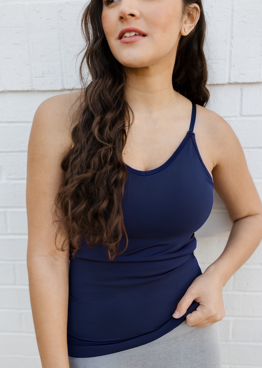 ELIETIAN - Built In Bra Cami: Navy