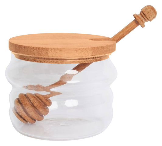 Sophistiplate - Glass Honey Jar & Dipper With Birch Wood | 250 ml