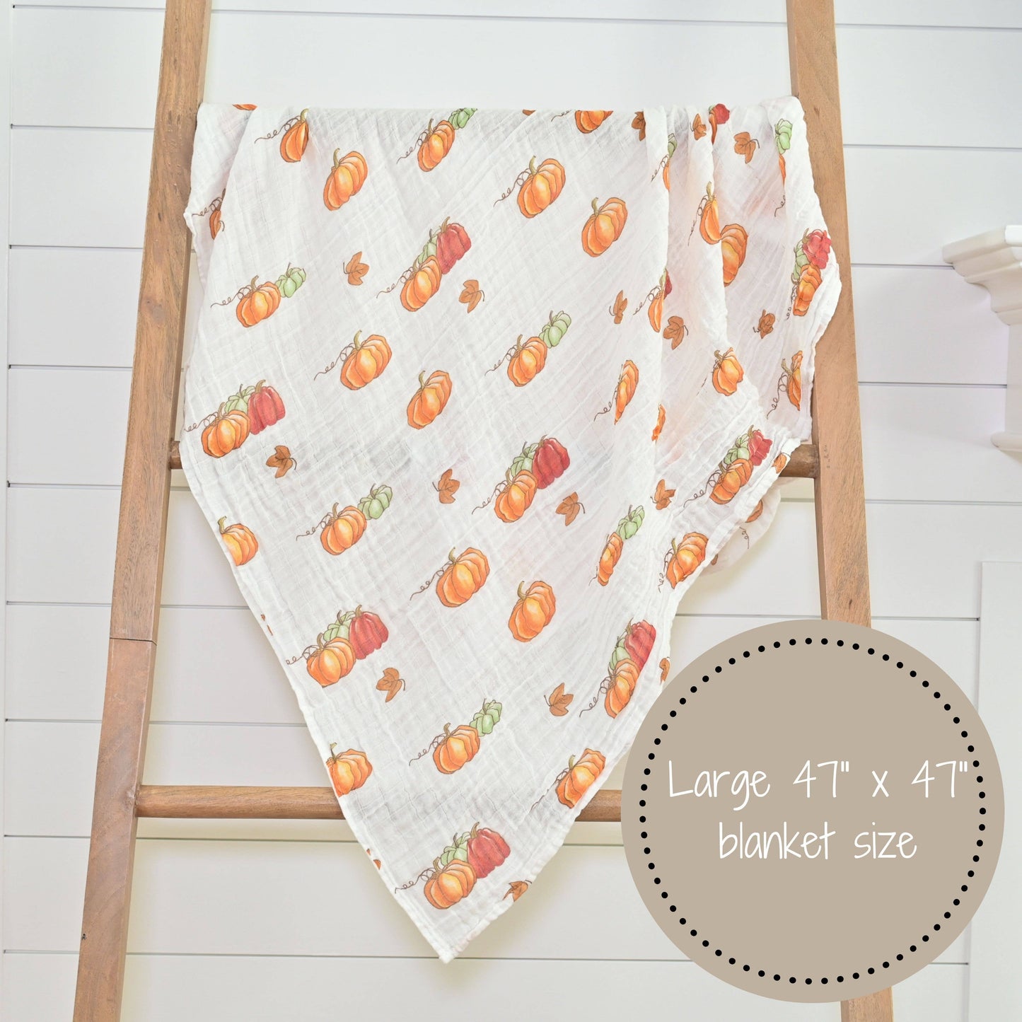 LollyBanks - Pumpkin'pie Fall Holiday Theme Baby Muslin Cotton Blanket