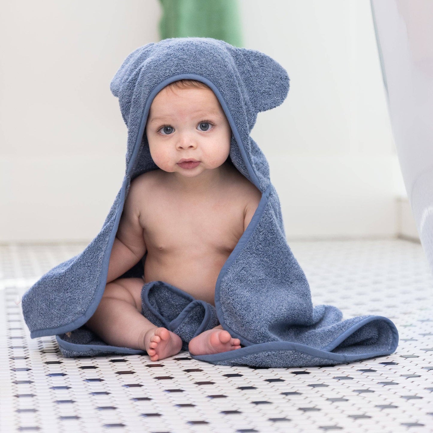 Bella Tunno - Hooded Towel + Wash Mitt Set Rain: Blue