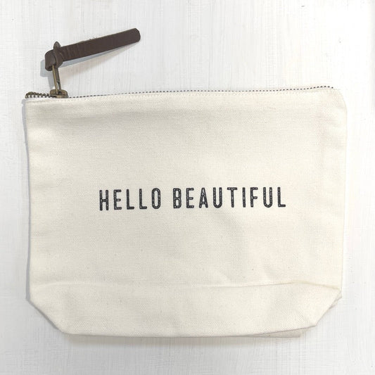 'Hello Beautiful' Cotton Makeup Pouch