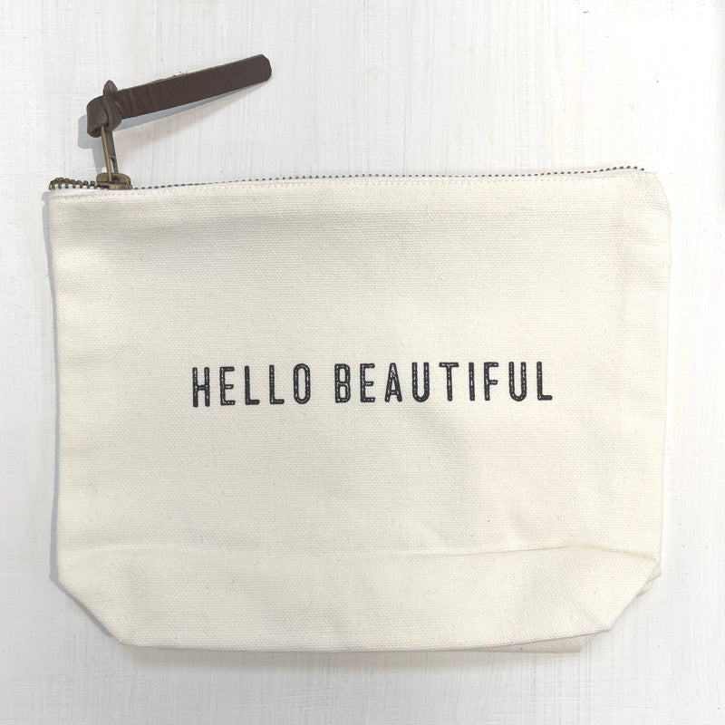 'Hello Beautiful' Cotton Makeup Pouch