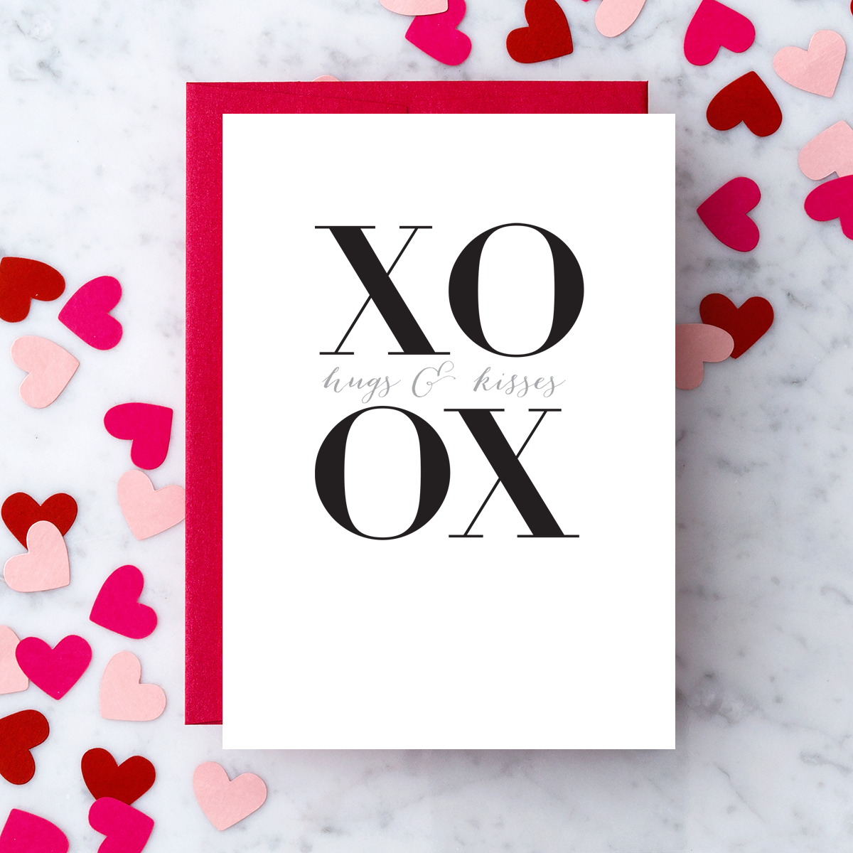 Design With Heart - LV38 - "XOXO Hugs & Kisses" Greeting Card.