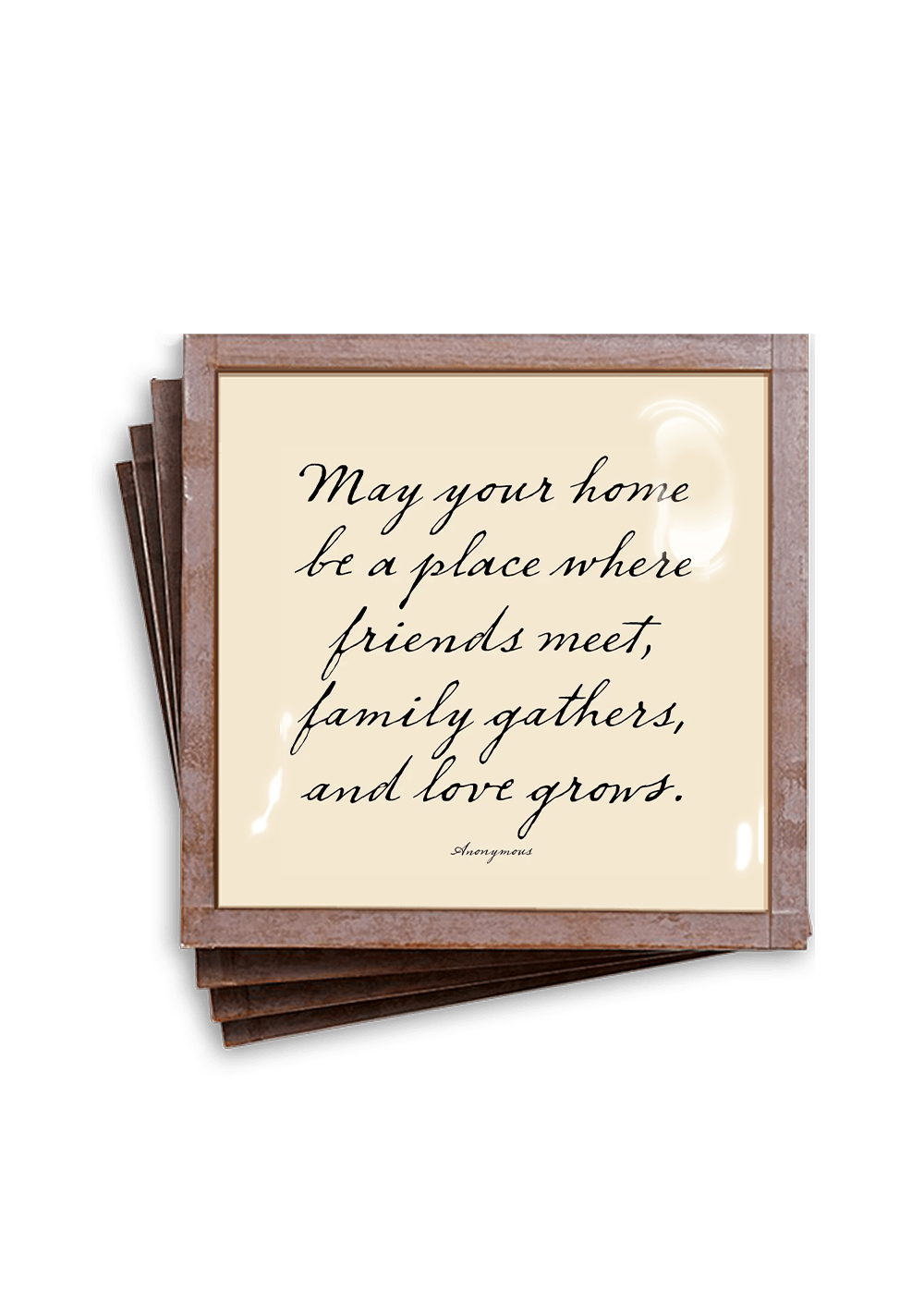 May Your Home Copper & Glass Coasters, Set of 4