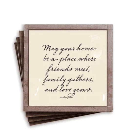 Ben's Garden - May Your Home Copper & Glass Coasters, Set of 4
