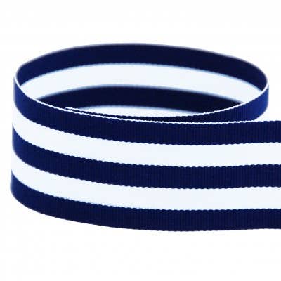 WH Hostess Social Stationery - WH Striped Grosgrain Ribbon Spool | Navy Blue