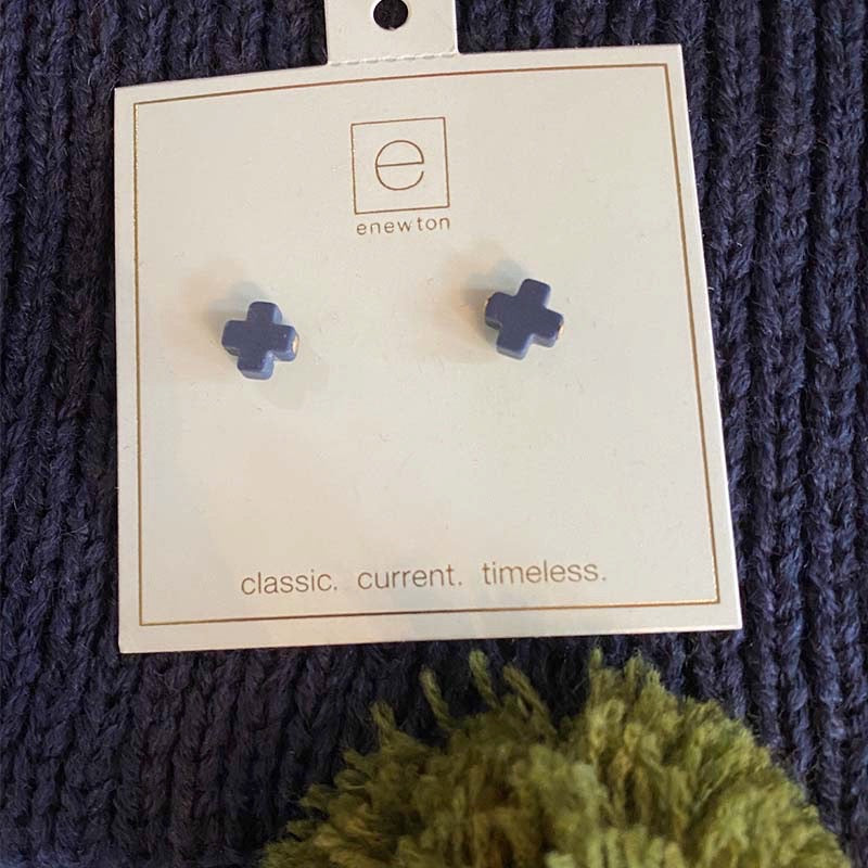 ENewton Navy Blue Cross Earrings