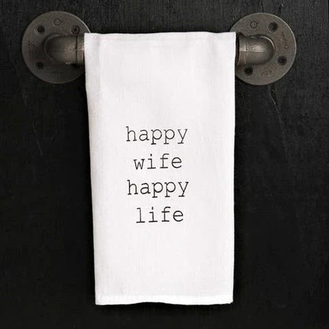 Happy wife, happy life. / Kitchen Towel